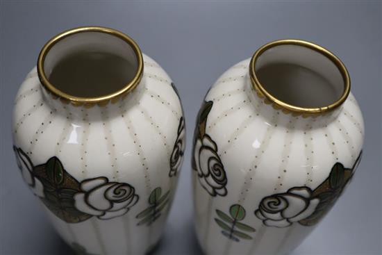 A pair of Austrian secessionist-style porcelain vases, height 21cm